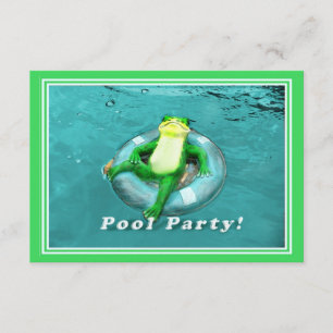 Funny Frog Pool Party Invitation
