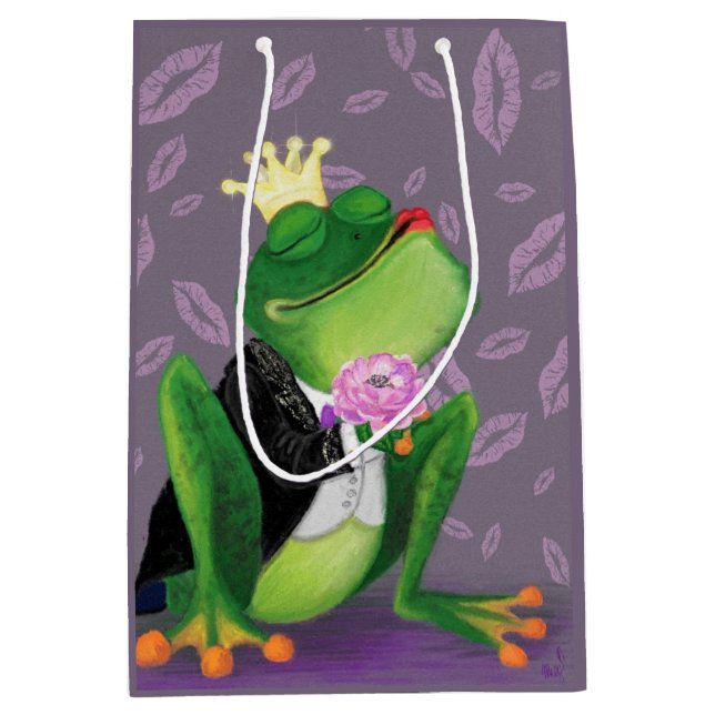 Funny Frog Prince Gift Bag - Kiss (Front)