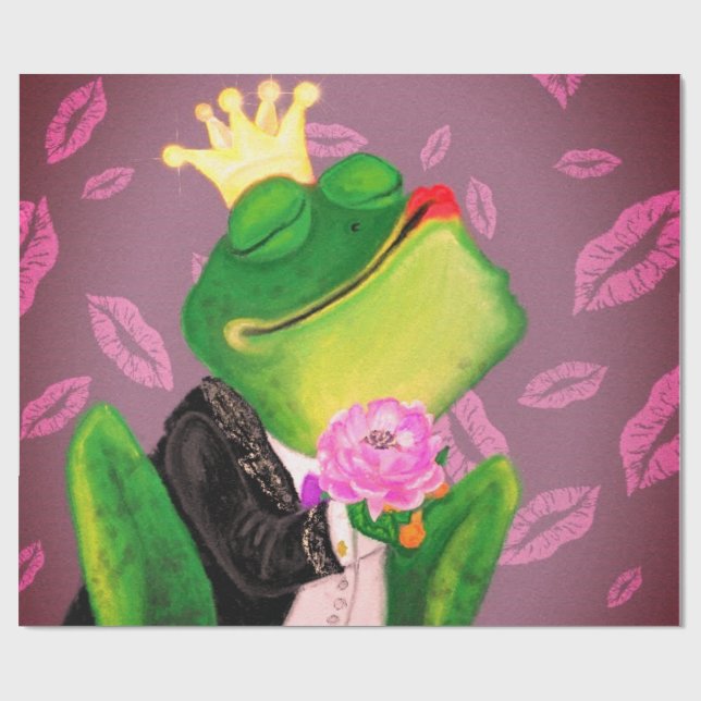 Funny Frog Prince Wrapping Paper (Flat)