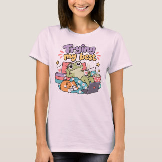 Funny Frog Procrastination Humour Relaxing Frogs T-Shirt