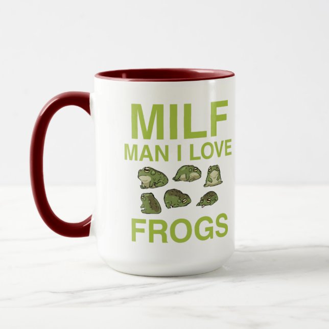 funny frog quote milf man i love frogs bumper frog mug (Left)