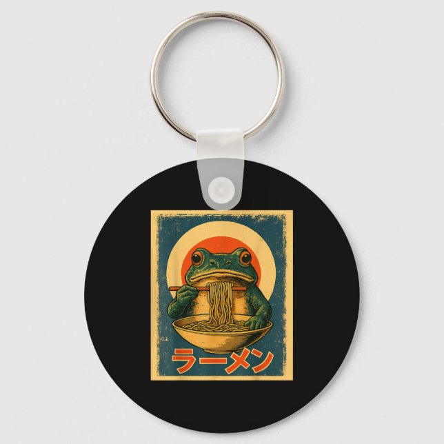 Funny Frog Ramen Kawaii Retro Japanese Rising Sun  Key Ring (Front)