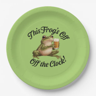 Funny Frog Retirement Party Green Design Paper Plate