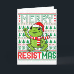 Funny Frog Retro Merry Resistmas Political Ugly Ch Card<br><div class="desc">Funny Frog Retro Merry Resistmas Political Ugly Christmas</div>