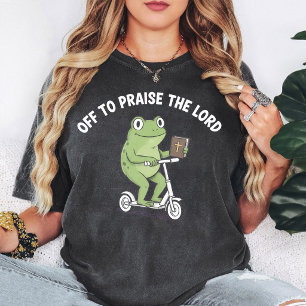 Funny Frog Riding Scooter with Bible T-Shirt