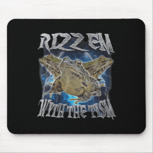 Funny Frog Rizz Em With The Tism Frog Meme Autism Mouse Mat