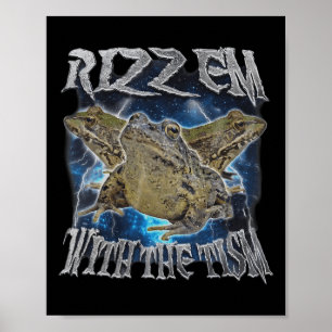 Funny Frog Rizz Em With The Tism Frog Meme Autism Poster