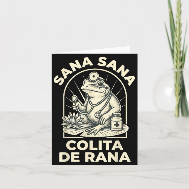 Funny Frog Sana Sana Colita De Rana Cute Mexican N Card (Front)