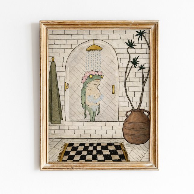 Funny Frog Shower Bathroom Poster (Creator Uploaded)