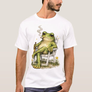 Funny Frog Smoking Cigarette Drinkin Meme Vintage T-Shirt