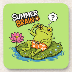 Funny Frog Summer Brain Silly Frog Cartoon Coaster