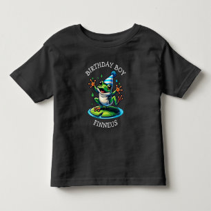 Funny Frog Themed Birthday Boy Toddler T-Shirt
