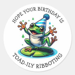 Funny Frog Themed Birthday Classic Round Sticker