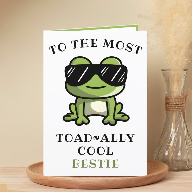 Funny Frog Toad Cool Best Friend Happy Birthday Thank You Card (Funny Green Frog Toad Cool Best Friend Happy Birthday Thank You Card)