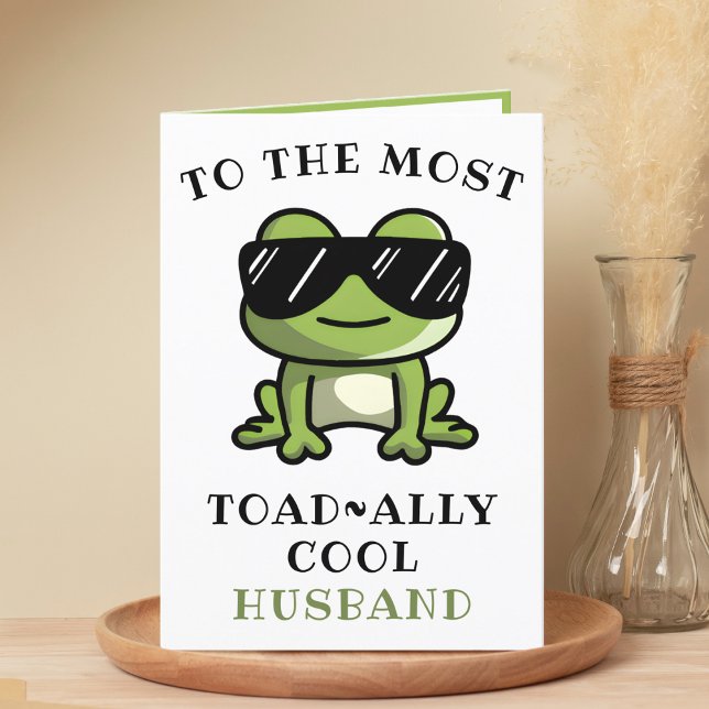 Funny Frog Toad Cool Spouse Happy Birthday Thank You Card (Funny Green Frog Toad Cool Husband Happy Birthday Thank You Card)