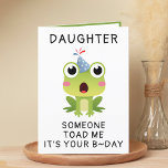 Funny Frog Toad Croak Daughter Happy Birthday Thank You Card<br><div class="desc">Looking for a unique way to express your love and humour to your child? Our funny frog greeting card is the perfect choice for your daughter on her birthday! Customise it by adding your own personal message. Design features a shocked green toad wearing a blue birthday hat. Great way to...</div>