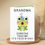 Funny Frog Toad Croak Grandmother Happy Birthday Thank You Card<br><div class="desc">Looking for a unique way to express your love and humour to your grandparent? Our funny frog greeting card is the perfect choice for your grandmother on her birthday! Customise it by adding your own personal message. Design features a shocked green toad wearing a blue birthday hat. Great way to...</div>