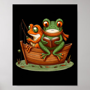 Funny Frog Toad Fishing Vintage Clic Book Toad Lov Poster