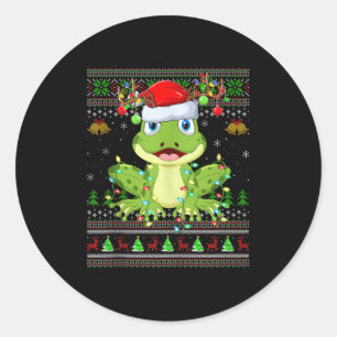 Funny Frog Ugly Christmas Sweaters Holiday Santa C Classic Round Sticker