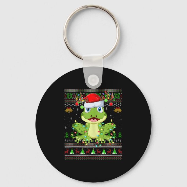 Funny Frog Ugly Christmas Sweaters Holiday Santa C Key Ring (Front)