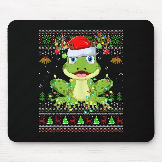 Funny Frog Ugly Christmas Sweaters Holiday Santa C Mouse Mat (Front)