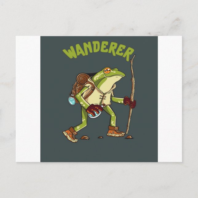 Funny Frog Wanderer Wild Animal Lover Gift Holiday Postcard (Front)
