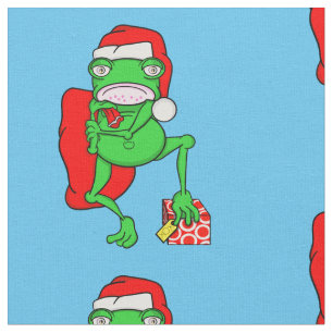 Funny Frog Wearing A Red Santa Claus Hat Fabric