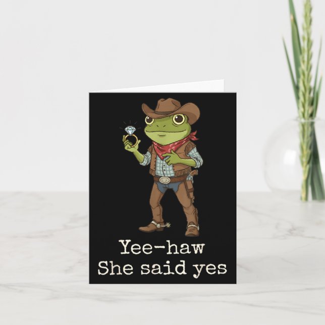 Funny Frog Western Engagement Matching Couples Tee Card (Front)