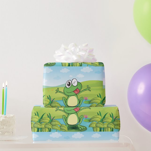 Funny Frog With It’s Tongue Out Wrapping Paper (Creator Uploaded)