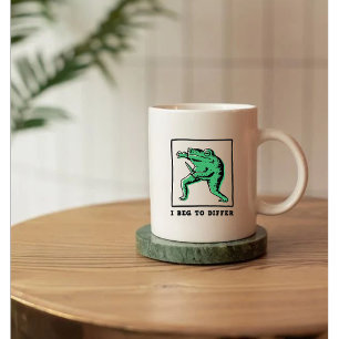 Funny Frog with Knife – "I Beg to Differ" Meme Coffee Mug