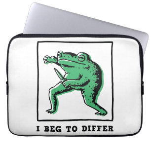 Funny Frog with Knife – "I Beg to Differ" Meme Laptop Sleeve