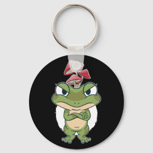 Funny Frog with mushrooms Key Ring
