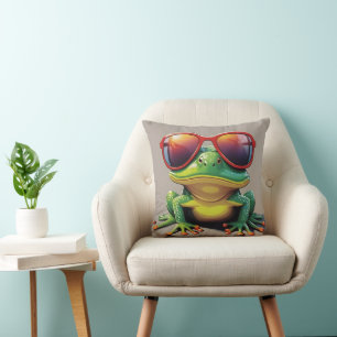 Funny frog with sunglasses cushion