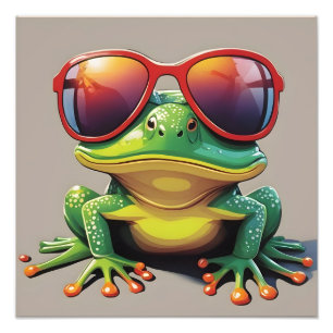 Funny frog with sunglasses photo print