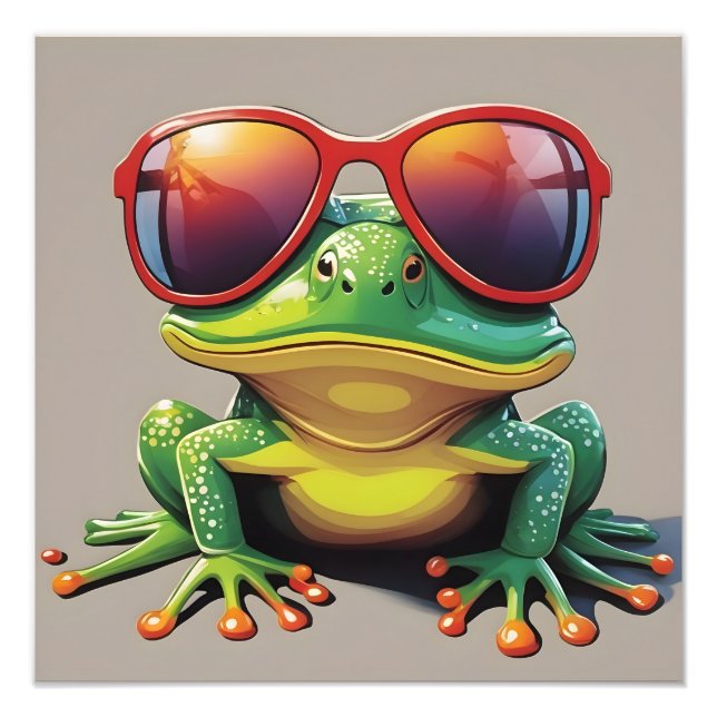 Funny frog with sunglasses photo print (Front)