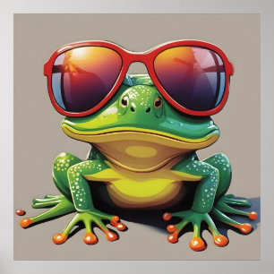 Funny frog with sunglasses poster