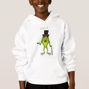 Funny frog with top hat cartoon