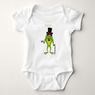 Funny frog with top hat cartoon