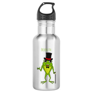 Funny frog with top hat cartoon 532 ml water bottle
