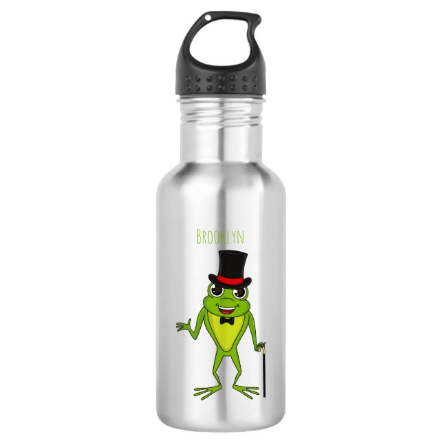 Funny frog with top hat cartoon 532 ml water bottle (Front)