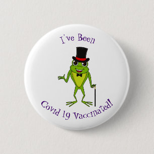 Funny frog with top hat cartoon 6 cm round badge