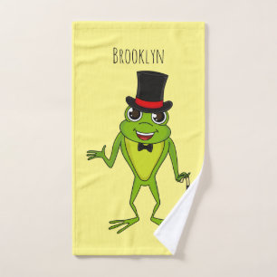 Funny frog with top hat cartoon bath towel set