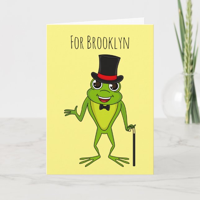 Funny frog with top hat cartoon card (Front)