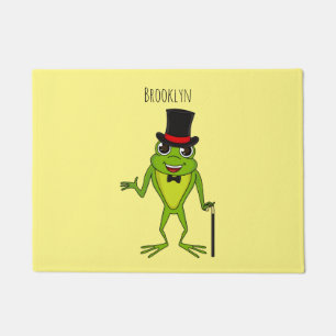 Funny frog with top hat cartoon doormat
