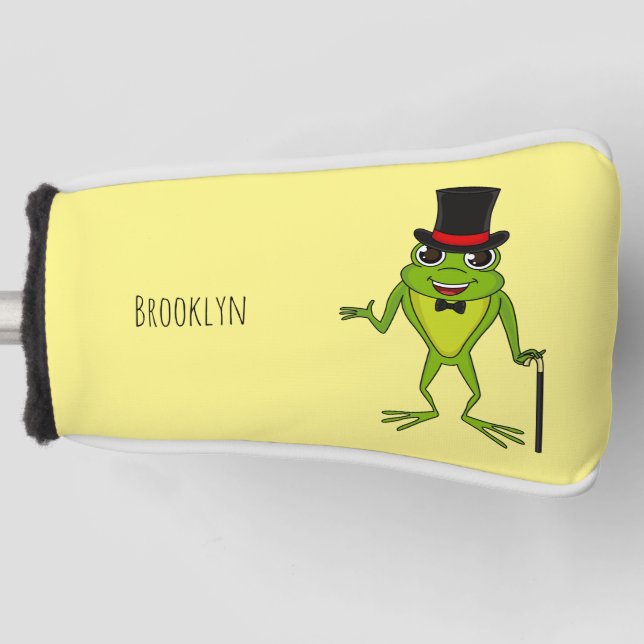 Funny frog with top hat cartoon golf head cover (Front)