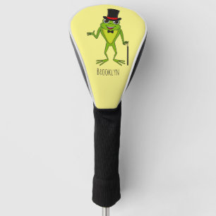 Funny frog with top hat cartoon golf head cover