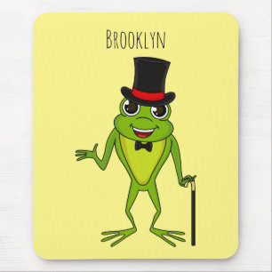 Funny frog with top hat cartoon mouse mat
