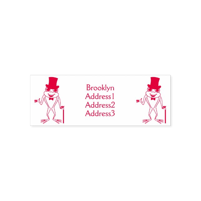 Funny frog with top hat cartoon self-inking stamp (Design)