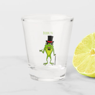 Funny frog with top hat cartoon shot glass