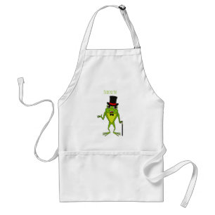 Funny frog with top hat cartoon standard apron